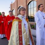 Bishop Anne Svennungsen of the Minneapolis Area Synod ELCA and Rev. Jerad Morey, Director of Strategic Relationships for Minnesota Council of Churches, take part in a worship procession at the Archdiocese of St. Paul and Minneapolis Synod